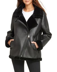 DKNY Oversized Faux Shearling Jacket - Black