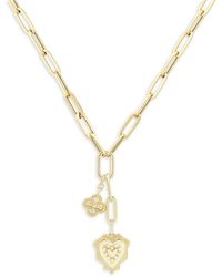 Saks Fifth Avenue - 14K & 0.1 Tcw Diamond Clover & Heart Lariat Necklace - Lyst