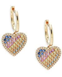Effy - 14K, & Diamond Heart Huggie Earrings - Lyst