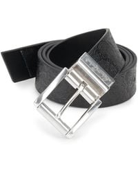 Robert Graham Mens Posner Black Leather Reversible Casual Belt