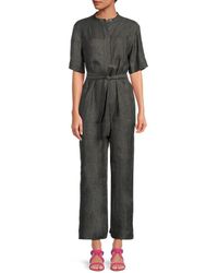 Theory - Belted Hemp Jumpsuit - Lyst