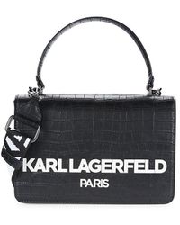 Karl Lagerfeld Simone Croc-embossed Satchel - Black