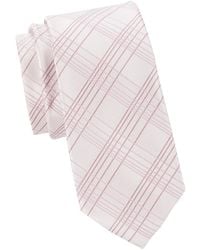 Calvin Klein Tonal Linear Plaid Silk Blend Tie - Multicolor