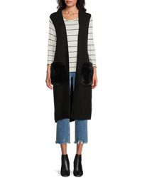 Saks Fifth Avenue - Faux Fur Trim Open Front Cardigan - Lyst