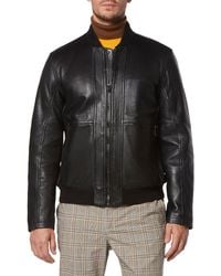 Andrew Marc - Macneil Lambskin Leather Bomber Jacket - Lyst