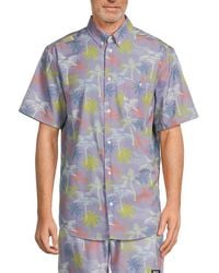 Wesc - Short Sleeve Palm Tree Button Down Shirt - Lyst