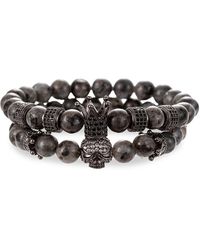Eye Candy LA - Nolan 2-Piece Agate & Crystal Stretch Beaded Bracelet Set - Lyst