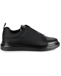 Karl Lagerfeld - Low Top Leather & Mesh Slip On Sneakers - Lyst