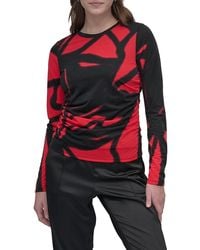 DKNY - Abstract Print Ruched Top - Lyst