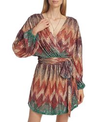 Ramy Brook - Michaela Sequin Chevron Wrap Minidress - Lyst