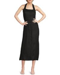 Saks Fifth Avenue - Halter 100% Linen Midi-Dress - Lyst