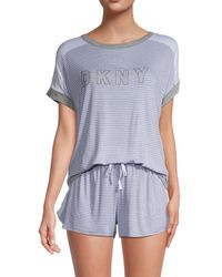 DKNY 2-piece Logo Pj T-shirt & Shorts Set - Grey
