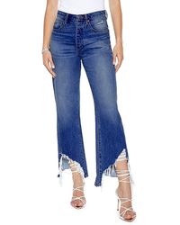 Blue Revival - Revival Chop Shop High Rise Frayed Hem Straight Jeans - Lyst