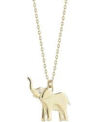 Saks Fifth Avenue 14k & 0.05 Tcw Diamond Elephant Pendant Necklace - Metallic