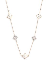 Effy 14k Rose Gold, Mother-of-pearl & Diamond Station Necklace - Metallic