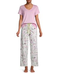 Hue Backyard 2-piece Cotton-blend Pyjama Set - Purple