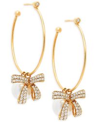 Hueb - Romance 18k Yellow Gold, 11mm Freshwater Pearl &diamond Bow Hoop Earrings - Lyst