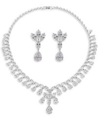 Eye Candy LA - Jennifer Rhodium Plated & Crystal Earrings & Necklace Jewelry Set - Lyst
