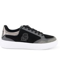 Karl Lagerfeld - Lace-Up Court Sneakers With Side Patch - Lyst