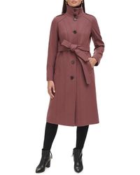 Kenneth Cole - Belted Wool Blend Military Coat - Lyst