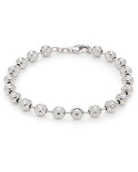 Saks Fifth Avenue - Rhodium Plated Sterling Silver Beaded Bracelet - Lyst