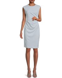 Calvin Klein - Ruched Knee Length Dress - Lyst