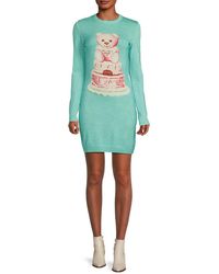 Moschino - Logo Virgin Wool Mini Sweater Dress - Lyst