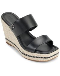 Karl Lagerfeld Cambia Leather Espadrille Wedge Sandals - Black