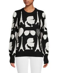 Karl Lagerfeld - Iconic Logo Crewneck Sweater - Lyst