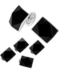 Saks Fifth Avenue Saks Fifth Avenue 6-piece Sterling Silver Diamond Cut Onyx Rectangle Cufflinks & Stud Set - Black