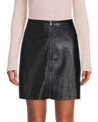 Saks Fifth Avenue Women Clothing Skirts Leather Skirts Asymmetric Faux Leather Skirt 
