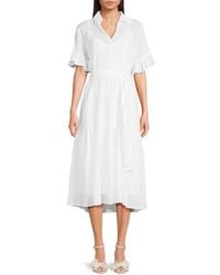 Tommy Hilfiger - Tiered Belted Midi Dress - Lyst
