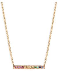 Sydney Evan - 14k Rose Gold, Sapphire & Emerald Bar Necklace - Lyst