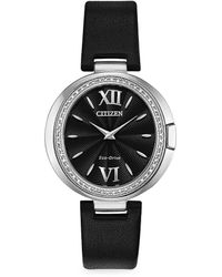 Citizen - Eco-drive 34mm Stainless Steel, Diamond & Leather Strap Watch - Lyst