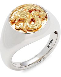 Effy - Two Tone Sterling Silver Signet Ring - Lyst