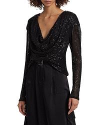 Ramy Brook - Leon Sequined Cowlneck Top - Lyst