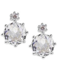 CZ by Kenneth Jay Lane Look Of Real Rhodium-plated & Crystal Round Stud Earrings - Metallic