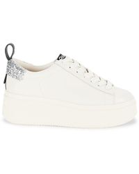 Ash - As-Move Glitter Trim Leather Platform Sneakers - Lyst