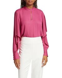 Tahari - Mina Ruffled Keyhole Blouse - Lyst