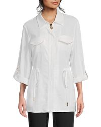 Halston - Drawcord Waist Linen Jacket - Lyst