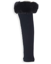 Valentino Donna Dyed Fox Fur-trim Socks - Black