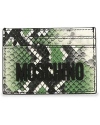 Moschino - Logo Snakeskin Print Leather Card Case - Lyst