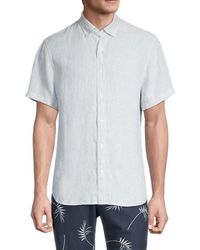 Vince - Morningside Striped Linen Short Sleeve Oxford Shirt - Lyst