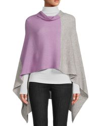 Portolano - Cowl Neck Colorblock Cashmere Poncho - Lyst