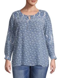 vince camuto mixed print top