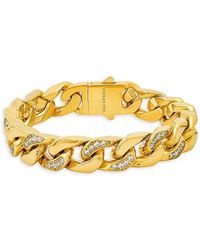 Anthony Jacobs - 18k Goldplated Stainless Steel & Simulated Diamonds Miami Cuban Link Chain Bracelet - Lyst