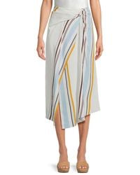 A.L.C. - A. L.C. Clara Striped Asymmetric Midi-Skirt - Lyst