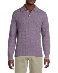 Brunello Cucinelli - Cable-Knit Cashmere Polo Sweater - Lyst