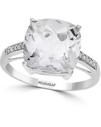 Effy - April 14k White Gold, White Topaz & Diamond Solitaire Ring - Lyst