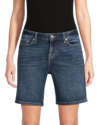 7 For All Mankind - Stretch-Cotton Whiskered Denim Shorts - Lyst